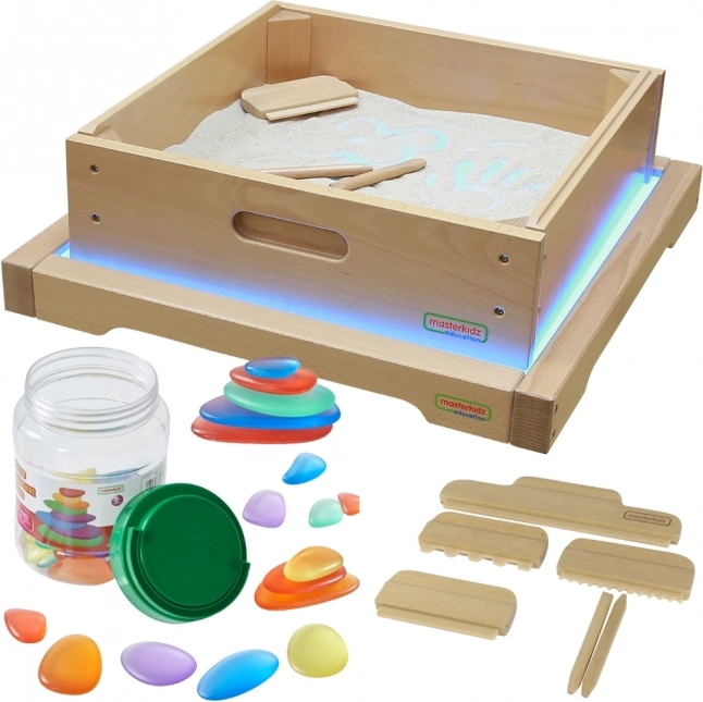 Panel sensoryczny LED z akcesoriami do zabawy w piasku od Masterkidz