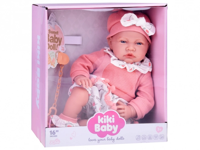 Interaktywna lalka dla dzieci 45 cm w różowym komplecie