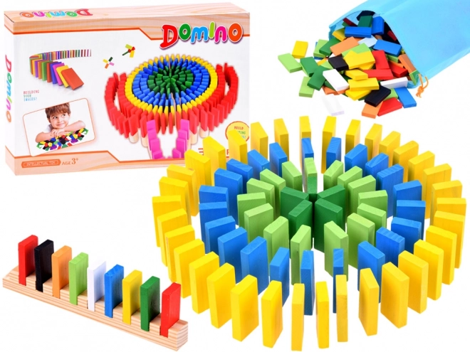 Drewniane kolorowe domino 300 elementów