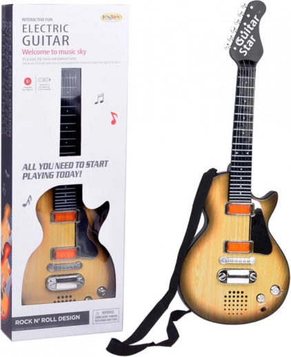 Dziecięca elektryczna gitara z dźwiękami i światłami z paskiem