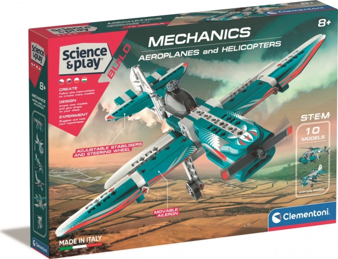 CLEMENTONI Science&Play Laboratorium Mechaniczne Samoloty i Śmigłowce 10w1