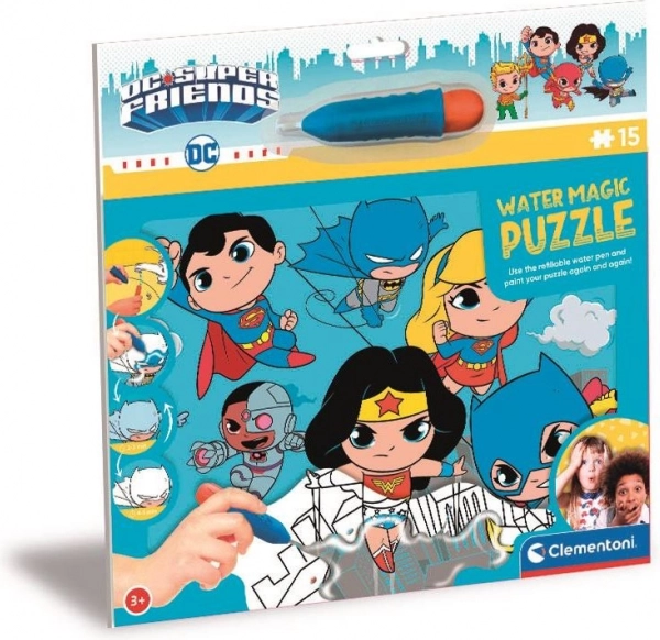 Clementoni Puzzle z Magicznym Malowaniem Wodą: DC Super Friends 15 elementów