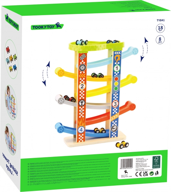 Tooky Toy Kolorowa zjeżdżalnia dla aut