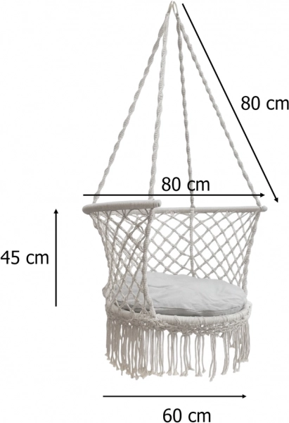 Ogrodowa huśtawka gniazdo z oparciem szara 80 cm 150 kg