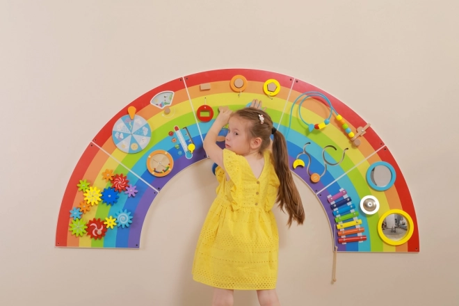 Drewniany panel ścienny montessori - tęcza