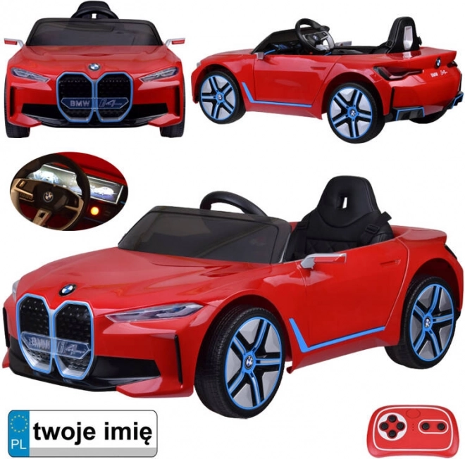 Elektryczny samochód dla dzieci BMW i4 z pilotem – Czerwony