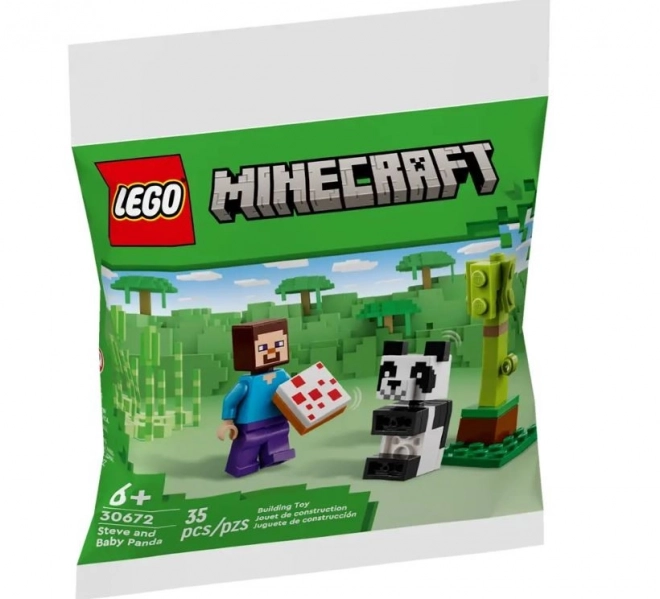 Klocki Minecraft Steve i mała panda