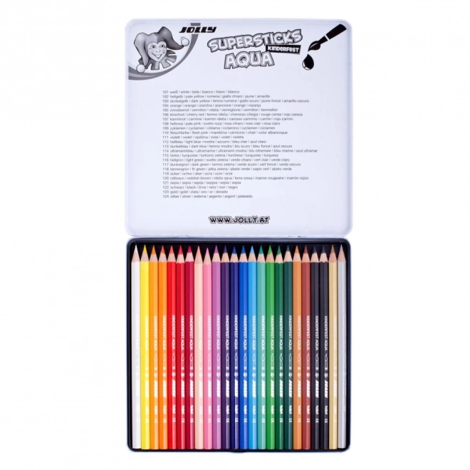 Kredki Supersticks Aqua 24 kolorów w metalowym pudełku