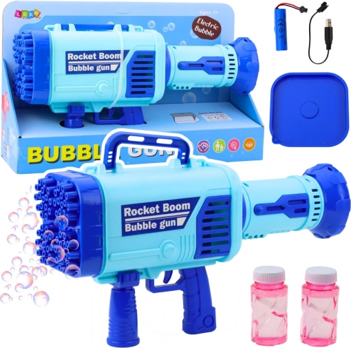 Elektryczny pistolet do baniek, 64 otworów, niebieski