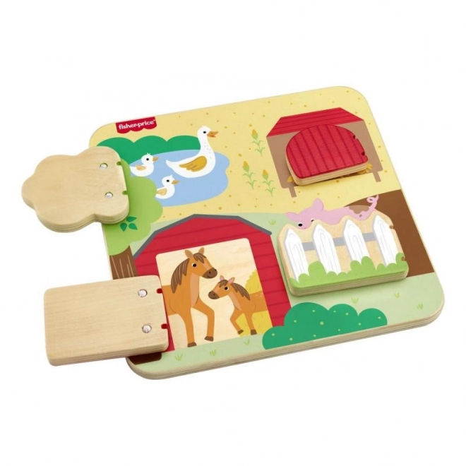 Fisher-Price Drewniana zabawa w chowanego ze zwierzętami