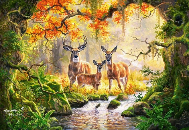 Puzzle 1000 elementów CASTORLAND Royal Family – sarny i jelenie w lesie