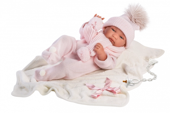 Realistyczna lalka niemowlęca z dźwiękami i miękkim ciałem 44 cm
