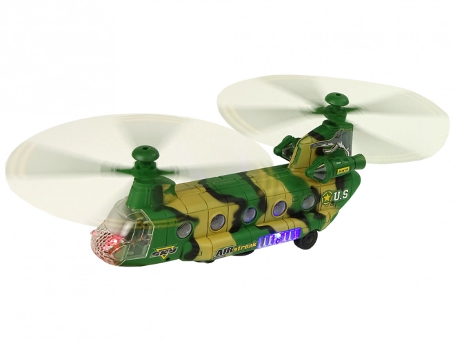Wojskowy helikopter z lampkami LED i dźwiękami