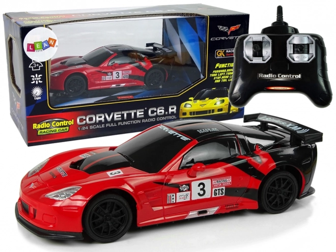 Sportowy samochód R/C 1:24 Corvette C6.R czerwone z oświetleniem