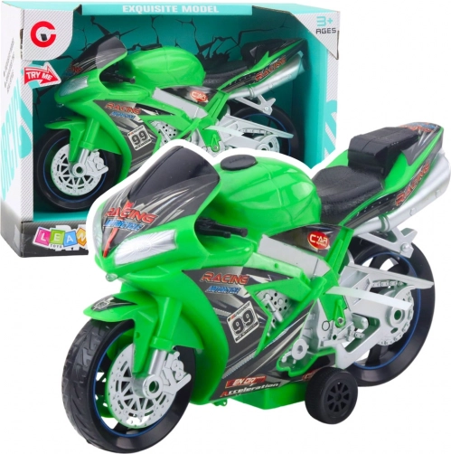 wyścigowy motocykl zabawkowy zielony ze światłami i dźwiękami