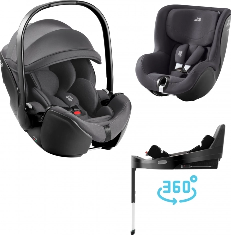 Zestaw fotelików samochodowych Britax Römer Baby-Safe Pro i Dualfix, szary