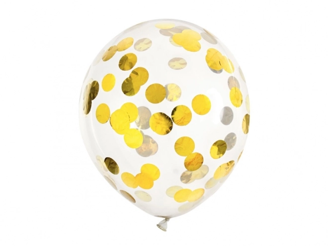 Przezroczyste balony z konfetti złote 30 cm - 6 sztuk