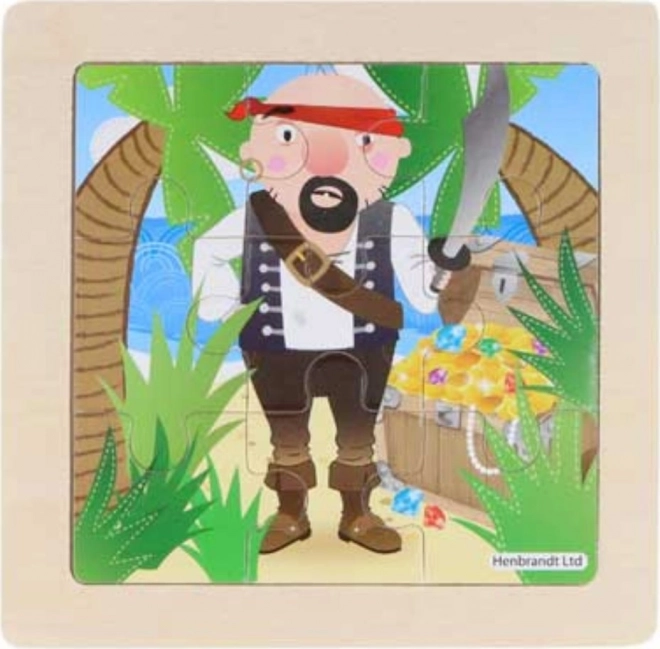 Drewniane puzzle piraci 9 elementów