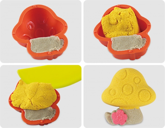 Magiczny piasek kinetyczny Woopie 0,8 kg - zestaw w koszu z foremkami