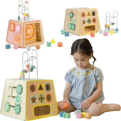 drewniana edukacyjna aktywna kostka 6w1 CLASSIC WORLD