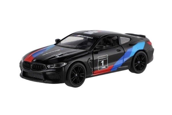 Samochód Kinsmart BMW M8 Competition Coupé 1:38 metal/plast 12,5cm 4 kolory na napęd wsteczny 12 sztuk w pudełku