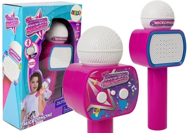Dziecięcy karaoke mikrofon bluetooth różowy