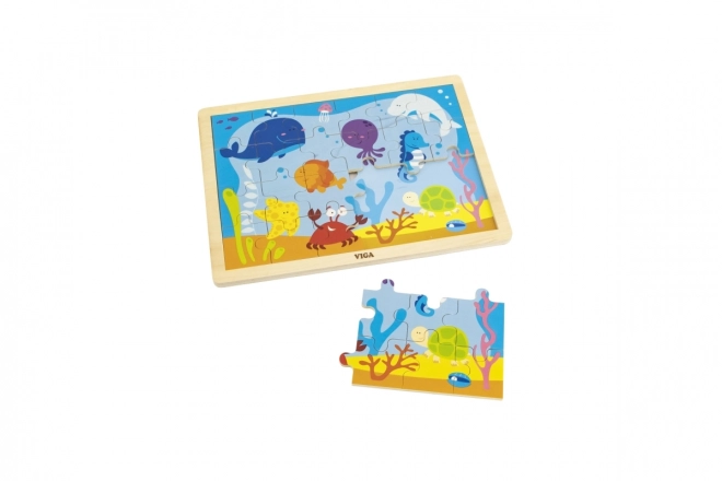 Drewniane puzzle 24 elementowe - podwodny świat