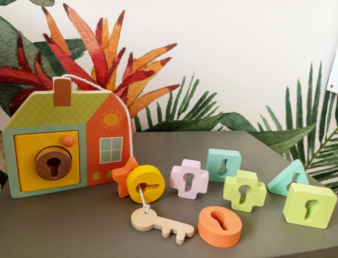 Classic World Montessori drewniane nawlekanie klucze i drzwi 11 szt.