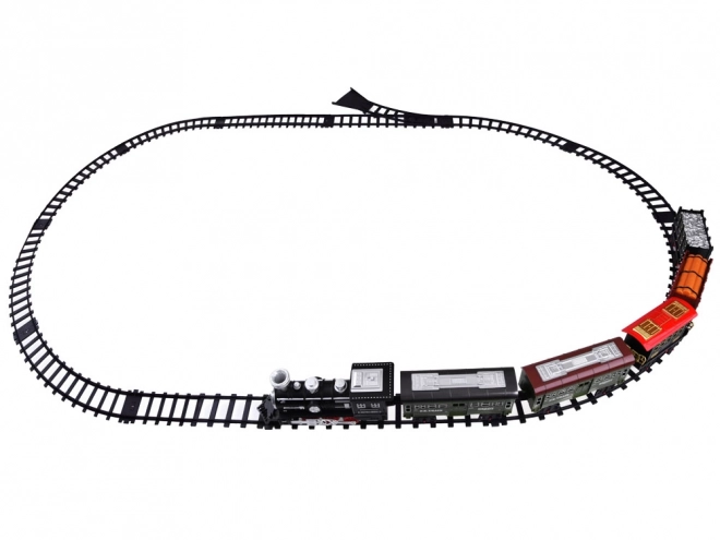 Kolejka z torami Lokomotywa z wagonami para + światło RC0629