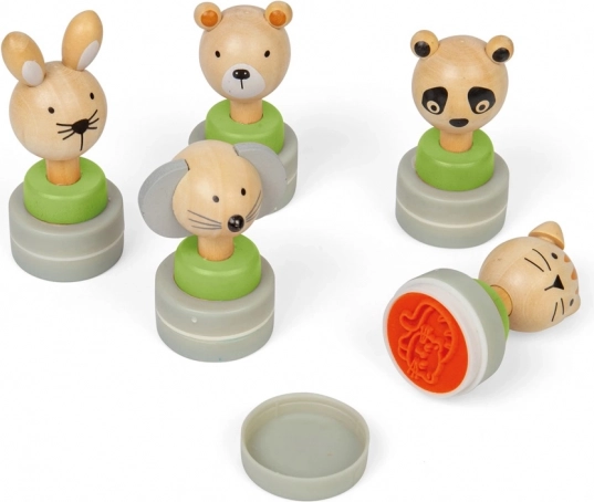 Drewniane stempelki ze zwierzątkami Bigjigs Toys