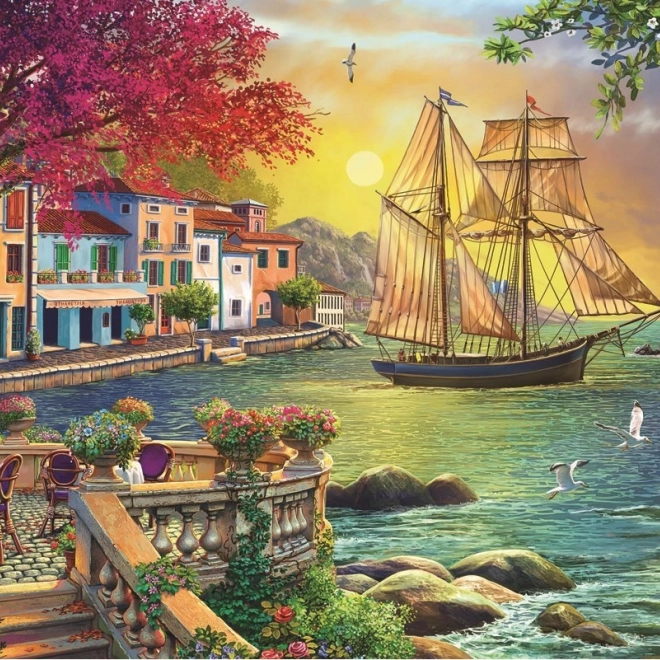 Puzzle Piękny zachód słońca nad portem 2000 elementów