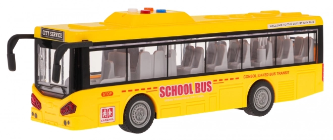 Żółty autobus z funkcjami świetlnymi i dźwiękowymi