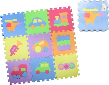 Piankowe puzzle podłogowe z wyjmowanymi kształtami 28 × 28 cm, zestaw 9 szt.