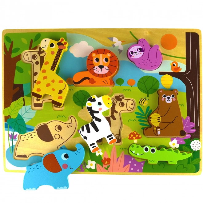Drewniane puzzle ZOO Safari dla dzieci