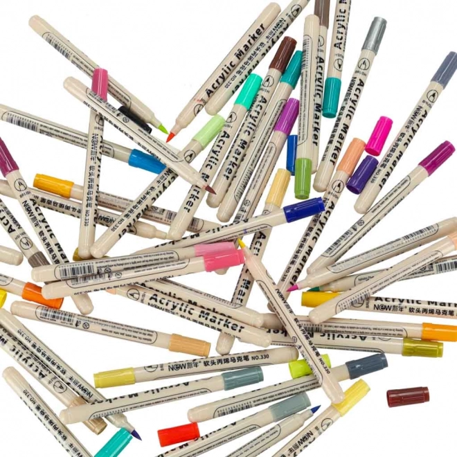 Wodoodporne markery akrylowe do tkanin i kamieni, zestaw 48 szt.