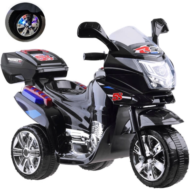 Dziecięcy motocykl sportowy z kolorowym oświetleniem LED – Czarna