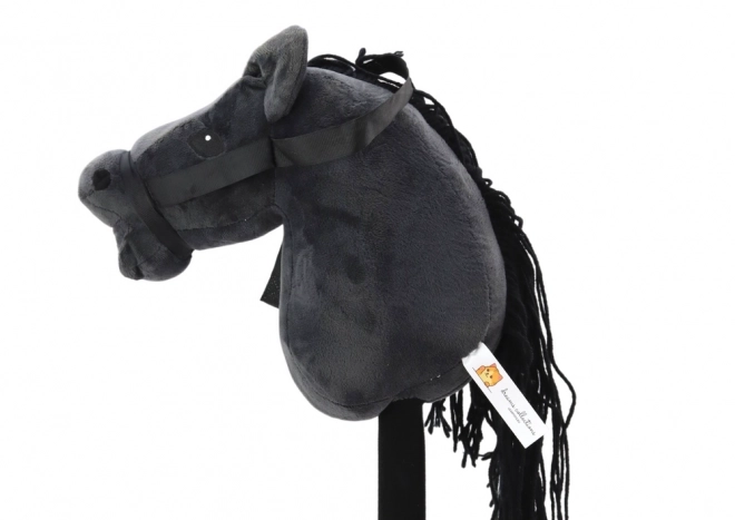 Pluszowa głowa konia na kiju Hobby Horse Długowłosy Czarny Dźwięki