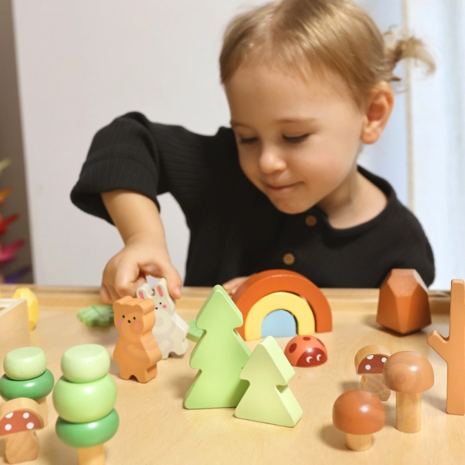 Leśny zestaw z drewnianymi klockami Tooky Toy