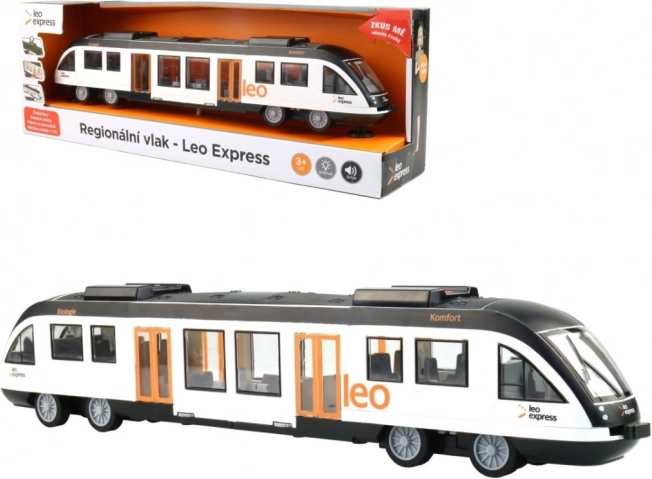 Regionalny pociąg LEO EXPRESS z dźwiękiem i światłem na napęd bezwładnościowy