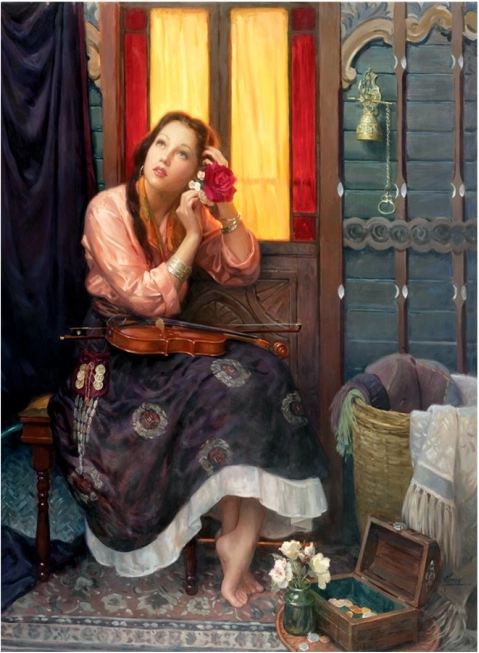 Puzzle Karminowa róża 1000 elementów
