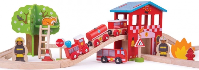 BIGJIGS RAIL drewniana kolejka – remiza strażacka