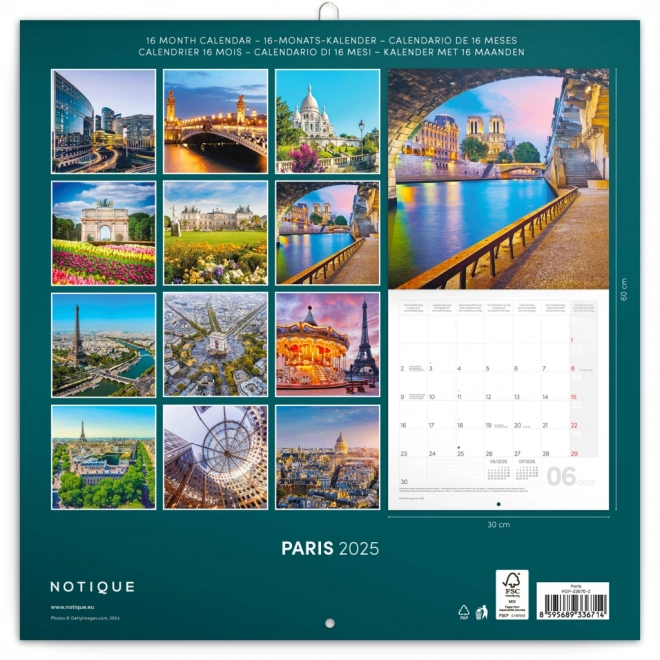 NOTIQUE Kalendarz notatkowy Paryż 2025, 30 x 30 cm