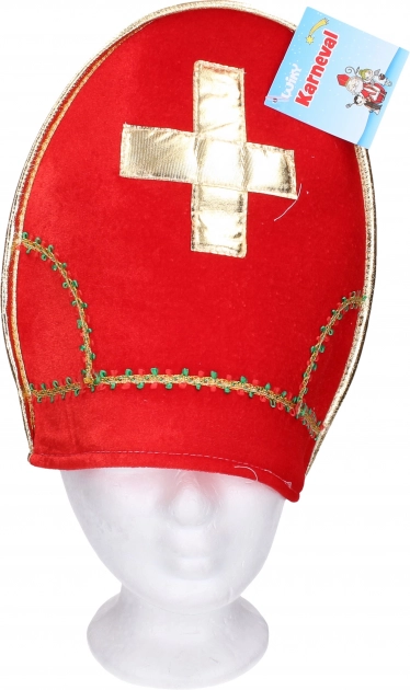 Mikołajowa czapka z polaru ze złotym haftem 31 × 28 cm