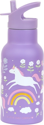 A Little Lovely Company - butelka nierdzewna 350 ml - Jednorożce i Tęcza