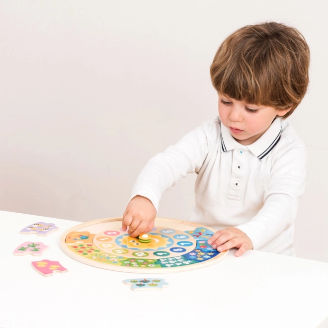Drewniany zegar i puzzle dla dzieci