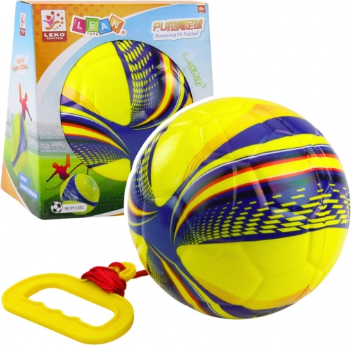 Żółta piankowa piłeczka na sznurku ze ściągaczem 14 cm
