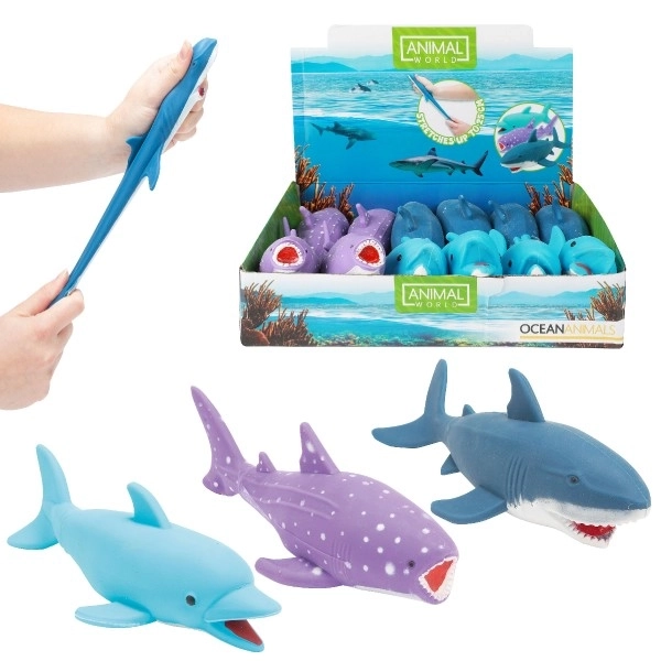 Antystresowe zwierzątko morskie do ściskania, silikon wypełniony piaskiem, 17-21cm, 3 rodzaje, 12 sztuk w pudełku