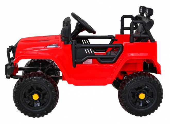 Samochód na baterie Jeep Dark Night dla dzieci + wolny start + EVA + LED audio – Czerwony