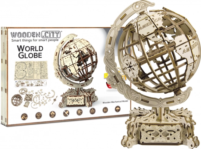 Drewniane Miasto 3D puzzle Globus 231 elementów