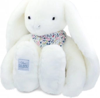 Doudou pluszowy królik z chustką biały 50 cm